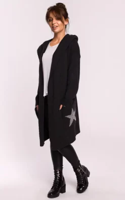 Best Pirce ✔️ MOE Hooded Star Longline Cardigan Graphite ????