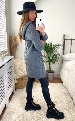 Best deal ???? Aftershock London Hooded Cable Knitted Longline Cardigan In Charcoal ⌛ -Aftershock London Shop unnamed file 1005