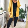 Wholesale ???? Yumi Mustard Knitted Long Cardigan With Pocket ????
