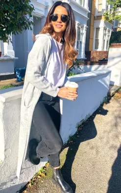 Promo ???? Feverfish Knitted Longline Cardigan Grey ????