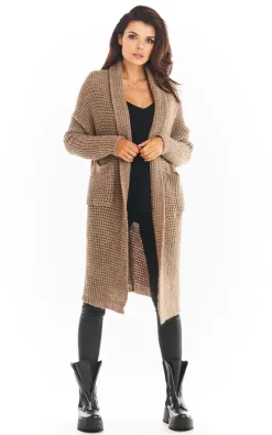 Cheapest ???? AWAMA Open Front Cardigan With Large Pockets In Beige ✔️