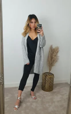Deals ???? GIGILAND UK Grey Longline Knitted Cardigan With Pockets ????
