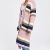Flash Sale ???? MOE Long Open Front Cardigan In Pink Multi Stripe ????