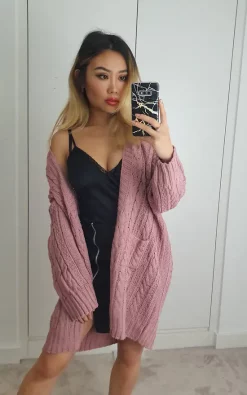 Best deal ???? GIGILAND UK Pink Longline Knitted Cardigan With Pockets ????