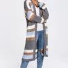 New ???? MOE Long Open Front Cardigan In Grey Multi Stripe ????