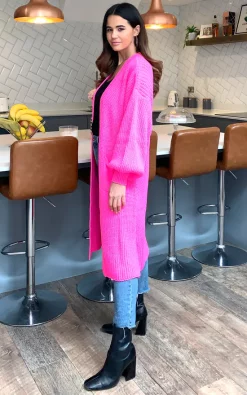 Wholesale ???? Blue Vanilla Mia Longline Double Pocket Knitted Cardigan In Neon Pink ❤️ -Aftershock London Shop unnamed file 1062