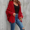 Cheap ✔️ FS Collection Chunky Pleat Oversized Cardigan In Dark Red ❤️
