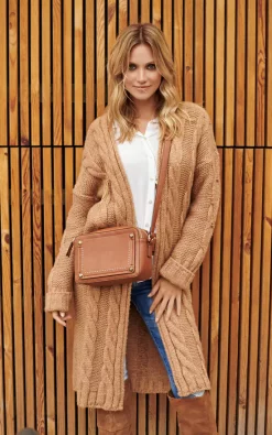 Best reviews of ???? Makadamia Brown Longline Cable Knit Cardigan ????