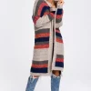 Wholesale ???? MOE Long Open Front Cardigan In Beige Multi Stripe ????