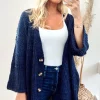 New ???? CY Boutique Longline Knitted Cardigan With Pockets In Blue ????