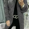 Cheap ???? GIGILAND UK Hooded Long Line Charcoal Grey Cable Knit Cardigan ????