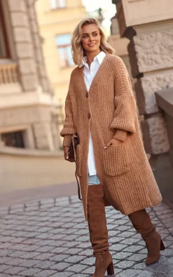 Best reviews of ???? Makadamia Camel Long Cardigan Fastened With Buttons ⌛