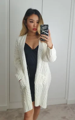 Wholesale ???? GIGILAND UK Cream White Longline Knitted Cardigan With Pockets ????