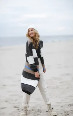 Coupon ???? MOE Long Cardigan In Multicolour Stripes Model 1 ????