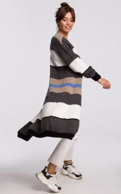 Coupon ???? MOE Long Cardigan In Multicolour Stripes Model 1 ???? -Aftershock London Shop unnamed file 1157