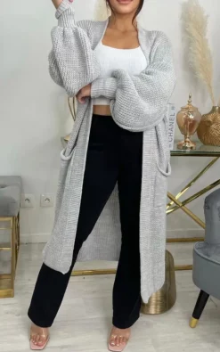 Flash Sale ???? GIGILAND UK Grey Bell Sleeve Oversized Longline Cardigan ????