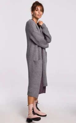 Cheapest ???? MOE Long Oversized Cardigan With Pockets In Grey ????