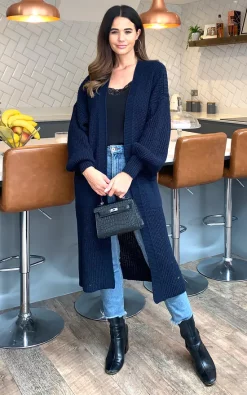 Deals ✨ Blue Vanilla Mia Longline Double Pocket Knitted Cardigan In Navy ???? -Aftershock London Shop unnamed file 1173