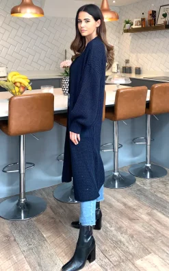 Deals ✨ Blue Vanilla Mia Longline Double Pocket Knitted Cardigan In Navy ???? -Aftershock London Shop unnamed file 1174
