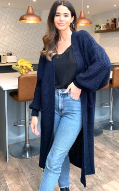 Deals ✨ Blue Vanilla Mia Longline Double Pocket Knitted Cardigan In Navy ???? -Aftershock London Shop unnamed file 1175