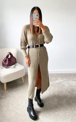 Hot Sale ???? IKRUSH Lauren Puff Sleeve Longline Knitted Cardigan In Ecru ????