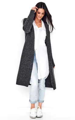 Discount ???? Makadamia Dark Grey Cardigan With Braid Detail ????