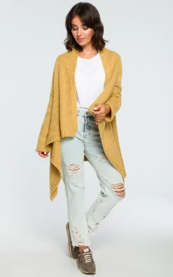 Budget ???? MOE Mustard Waterfall Long Cardigan ????