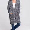 Cheap ???? MOE Long Button Up Cardigan In Navy Melange Knit ????