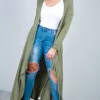 Wholesale ✨ Oops Fashion Niamh Long Waterfall Cardigan In Khaki ????