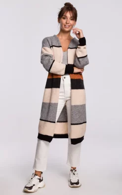 Best deal ???? MOE Long Cardigan In Multicolour Stripes Model 3 ????