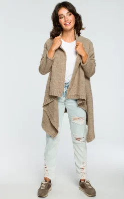 Discount ???? MOE Light Brown Waterfall Long Cardigan ????