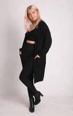 Best Pirce ✔️ Boutique Store Black Long Sleeve Open Front Knitted Cardigan One Size Fit (10 To 16) ???? -Aftershock London Shop unnamed file 128