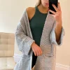 Coupon ???? IKRUSH Cara Longline Knitted Cardigan With Pocket Detail In Grey ✔️