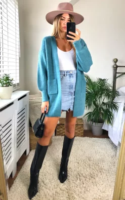 Best Pirce ✔️ Yumi Blue Knitted Long Cardigan With Pocket ???? -Aftershock London Shop unnamed file 1298