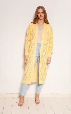 Best Pirce ⌛ Lanti Long Cardigan With Open Front In Yellow ????