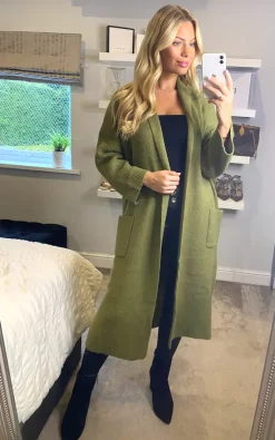 Best Sale ???? Yumi Green Knitted Maxi Cardigan With Pockets ????