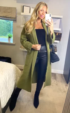 Best Sale ???? Yumi Green Knitted Maxi Cardigan With Pockets ???? -Aftershock London Shop unnamed file 1329