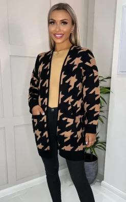Flash Sale ???? AX Paris Black And Camel ???? Dogtooth Cardigan With Pockets ✔️
