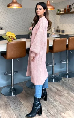 Hot Sale ???? Blue Vanilla Mia Longline Double Pocket Knitted Cardigan In Blush ???? -Aftershock London Shop unnamed file 1345