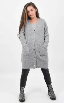 Cheap ❤️ Boutique Store Grey Knitted Oversized Button Up Cardigan ????
