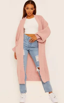 Best reviews of ✔️ De La Creme Fashions Pink Balloon Sleeve Knitted Open Front Long Cardigan ????