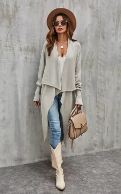 Coupon ???? FS Collection Grey Chunky Pleat Oversized Cardigan ????