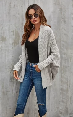 Cheapest ???? FS Collection Chunky Pleat Oversized Cardigan In Grey ????