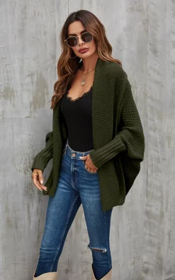 Budget ???? FS Collection Chunky Pleat Oversized Cardigan In Dark Olive ???? -Aftershock London Shop unnamed file 1378