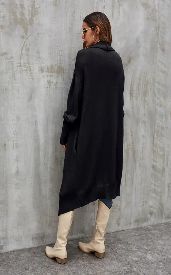 Hot Sale ???? FS Collection Black Chunky Pleat Oversized Cardigan ???? 2 Hot Sale ???? FS Collection Black Chunky Pleat Oversized Cardigan ???? - Image 2