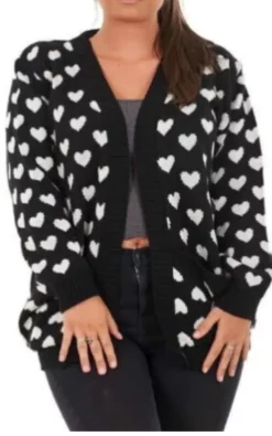 Outlet ???? GIGILAND UK Black Heart Print Cardigan ✨