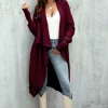 Coupon ???? FS Collection Wine Red Chunky Pleat Oversized Cardigan ????
