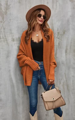 Best reviews of ???? FS Collection Chunky Pleat Oversized Cardigan In Rusty Orange ????