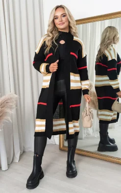 Deals ???? IKRUSH Natalia Long Length Knitted Check Cardigan In Black ???? -Aftershock London Shop unnamed file 144