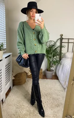 Brand new ⌛ URBAN TOUCH Cable Knit Over Size Cardigan Green ???? -Aftershock London Shop unnamed file 1443